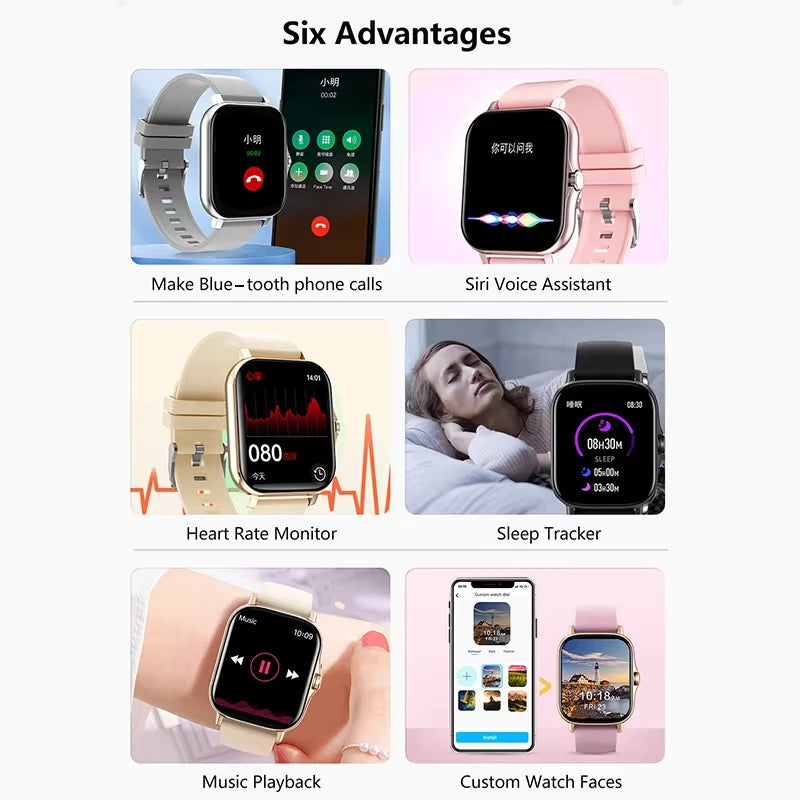 2025 New Smart Watch Bluetooth Call Message Reminder Man Woman Gift Full Touch Screen Sports Fitness Smart Watch